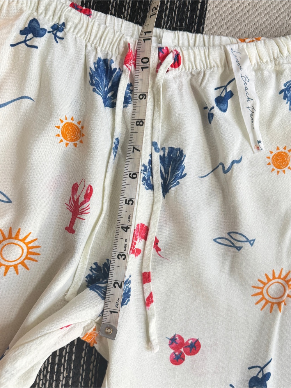 Cali 1850 Women's Linen Pull-On Beach Seaside Print Pants Size M New - Picture 10 of 13